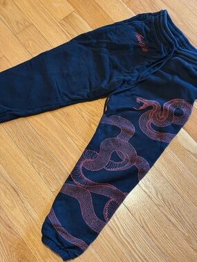 I.AM.GIA Black Sweatpants with Red Graphic Accent